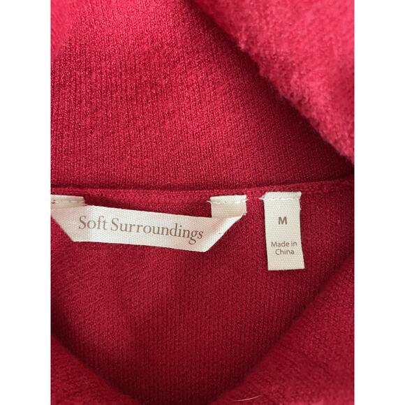 Soft Surroundings Sweater Womens Medium Red Holiday Full Zip Cozy Knit - Picture 5 of 10